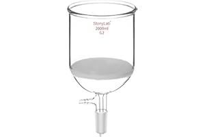 StonyLab Borosilicate Glass Buchner Filtering Funnel 1000ml with Medium Frit(G2), 155mm Inner-Diameter,145mm Depth, with 24/40 Standard Taper Inner Joint and Vacuum Serrated Tubulation (2000ml)