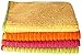 Ritz 100% Polyester Microfiber 12-inch x 12-inch Multi Purpose Kitchen Dish Towel, Gentle Cleaning Wash Cloth with Poly Scour Side, Assorted Pink/Yellow/Orange/Green, 4-Pack