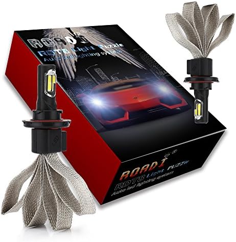 Roadi Led Headlight Bulbs Conversion Kit - All in one - 9600Lm 6000K 72W Diamond White - Light Puzzle - H13(9008) - 2 Yr Warranty