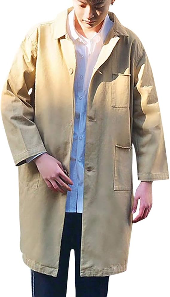 Amazon Jearey 在庫処理 モッズコート メンズ ロングコート トレンチコート カジュアル フードなし トレンドコート アウター ポケット付き 無地 シンプル 綿 コットン ビッグシルエット 春 秋 薄手 黒 カーキ コート ジャケット 通販