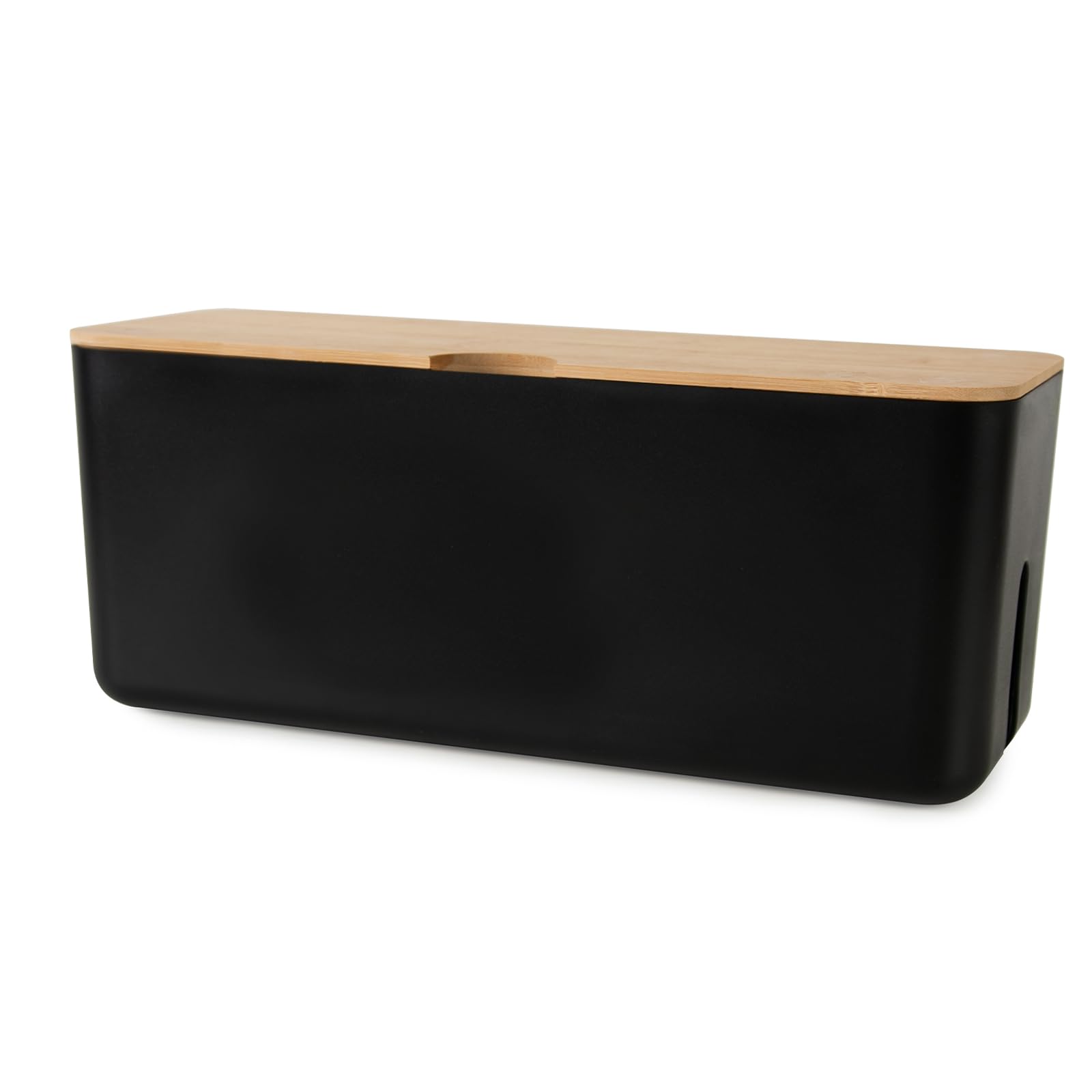 Photo 1 of Changsuo Wall Mount Cable Management Box Large Cable Organizer Box for Extension Cord Power Stripe Surge Protector Wire Management Concealer Organizer Cover Hider for Desktop (Large, Black)