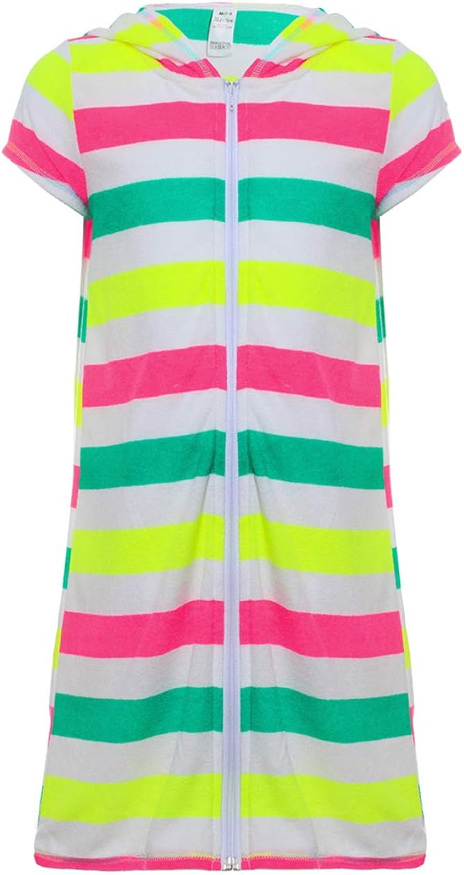 UDIY Kids Terry Cloth Hooded Swim Cover Up Zip Front Beach Coverups