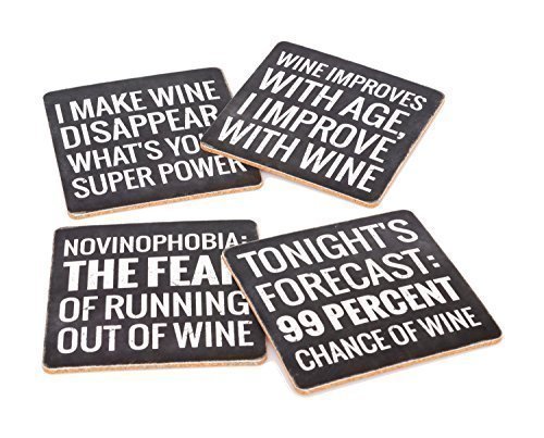 VinoPlease 4 Wine Coasters - Wine Gifts Accessory for Any Wine Enthusiast - Thumbnail 4