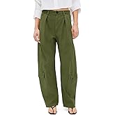 Aoysky Womens Wide Leg Barrel Pants Elastic High Waisted Casual Trendy Loose Baggy Trousers with Pockets