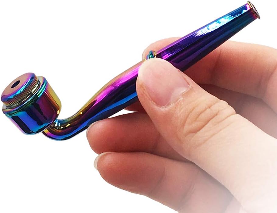 Detachable Zinc Alloy Pipe - Virtuosity Special Aesthetic Feeling Metal Pipe for Herbs (Rainbow)