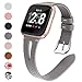 QIBOX Leather Bands Compatible with Fitbit Versa/Versa 2, Slim Vintage Leather Band Replacement Strap Women Man Wristband Accessories Compatible with Fitbit Versa 2 Smartwatch