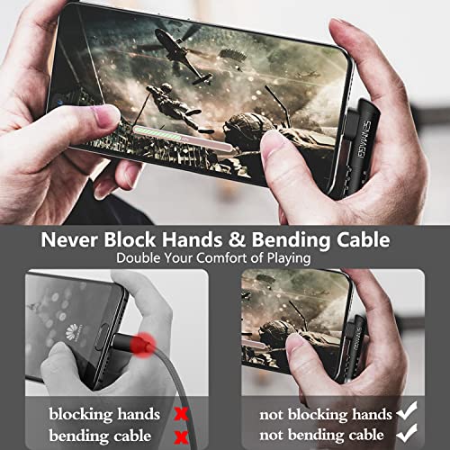 USB C Cable 10ft, SENMAGGI 2-Pack Right Angle 3.1A Fast Charge Type C Cable, Nylon Braided Phone Charger Cord for Samsung Galaxy S20 S10 S9 S8, Note 10 9 8, LG V50 and Other USB C Charger(Silver)