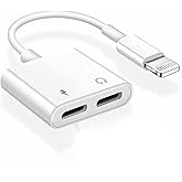 [Apple MFi Certified] iPhone Headphones Adapter Splitter, 2 in 1 Dual Lightning Charger Cable Aux Audio Adapter Converter for