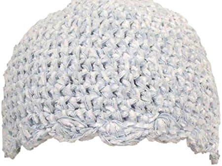Hand Crocheted Blue Color 100% Rayon Chenille Skull Cap