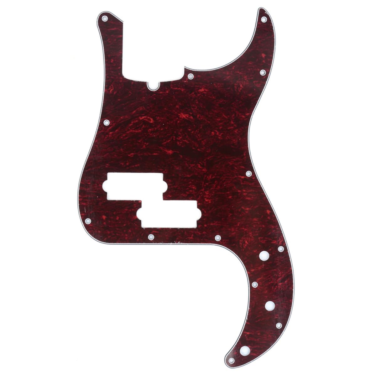 Musiclily Pro 13-Hole Modern Style P Bass Pickguard for 4 String American Precision Bass, 4Ply Red Tortoise