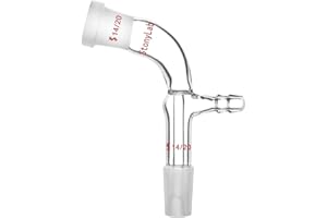 StonyLab Glass Vacuum Take Off Adapter, 105 Degree Bent, Short Stem with 14/20 Joints