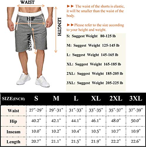 Voncheer Mens Elastic Waist Drawstring Summer Workout Shorts with Zipper Pockets (2XL, Black Shorts with Back Pocket)