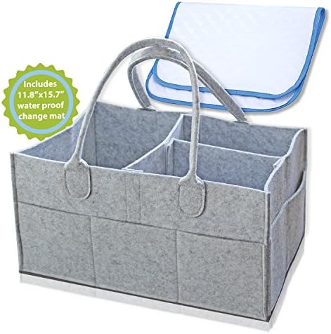 BABY DIAPER CADDY - Includes Waterproof Changing Pad Liner Mat, Suitable for Diapers, Wipes, Toys and Baby Essentials - Useful as a Storage Bin for Nursery and Organizer for Home and Car