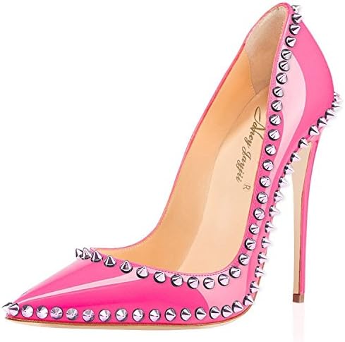 Nancy Jayjii NJPU Women's Sexy Pointed Toe High Heels Pumps with Rivets Stilettos Prom Party Shoes