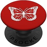 White Butterfly Red PopSockets Adhesive PopGrip