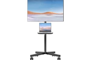 suptek Mobile TV Cart for 21-60 Inch LCD LED Flat/Curved Panel Screen TVs Max VESA 400x400 with Laptop Shelf Holds up to 77lbs, ML55B