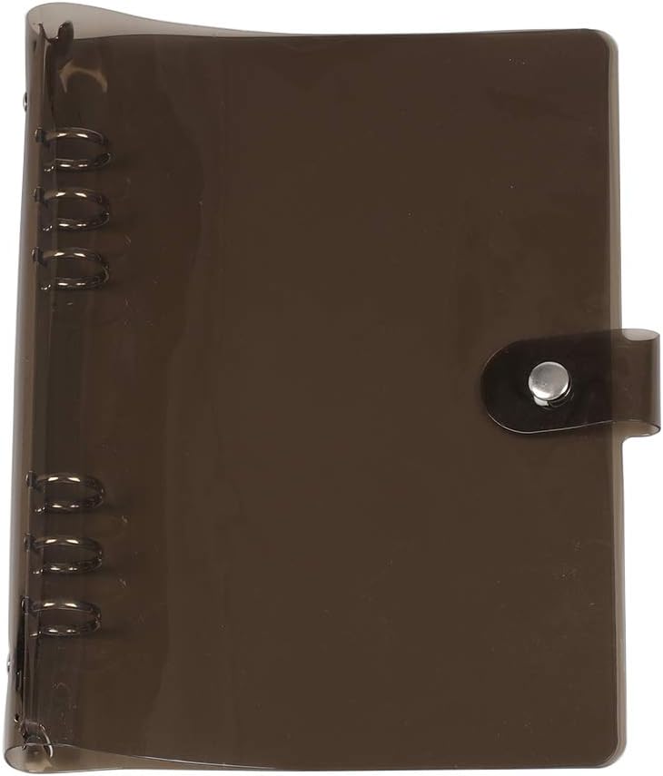 A5/A6/A7 Fashion Black Pink Diary Book Refillable Notepad Shell Notebook Cover Planner Clips File Folder Loose Leaf Binder(A5,Black)
