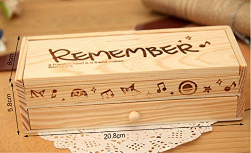 Daiweis Multi-function wooden pencil case ,Small Blackboard Pen Case (Including three chalk and one chalk rubbing)