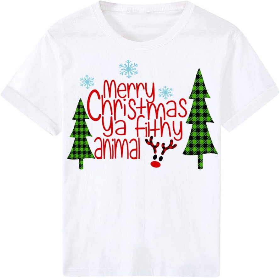 Sunday77 Christmas Funny T-Shirt Women Fashion Casual Short Sleeve Christmas Printed Tops Sweatshirt