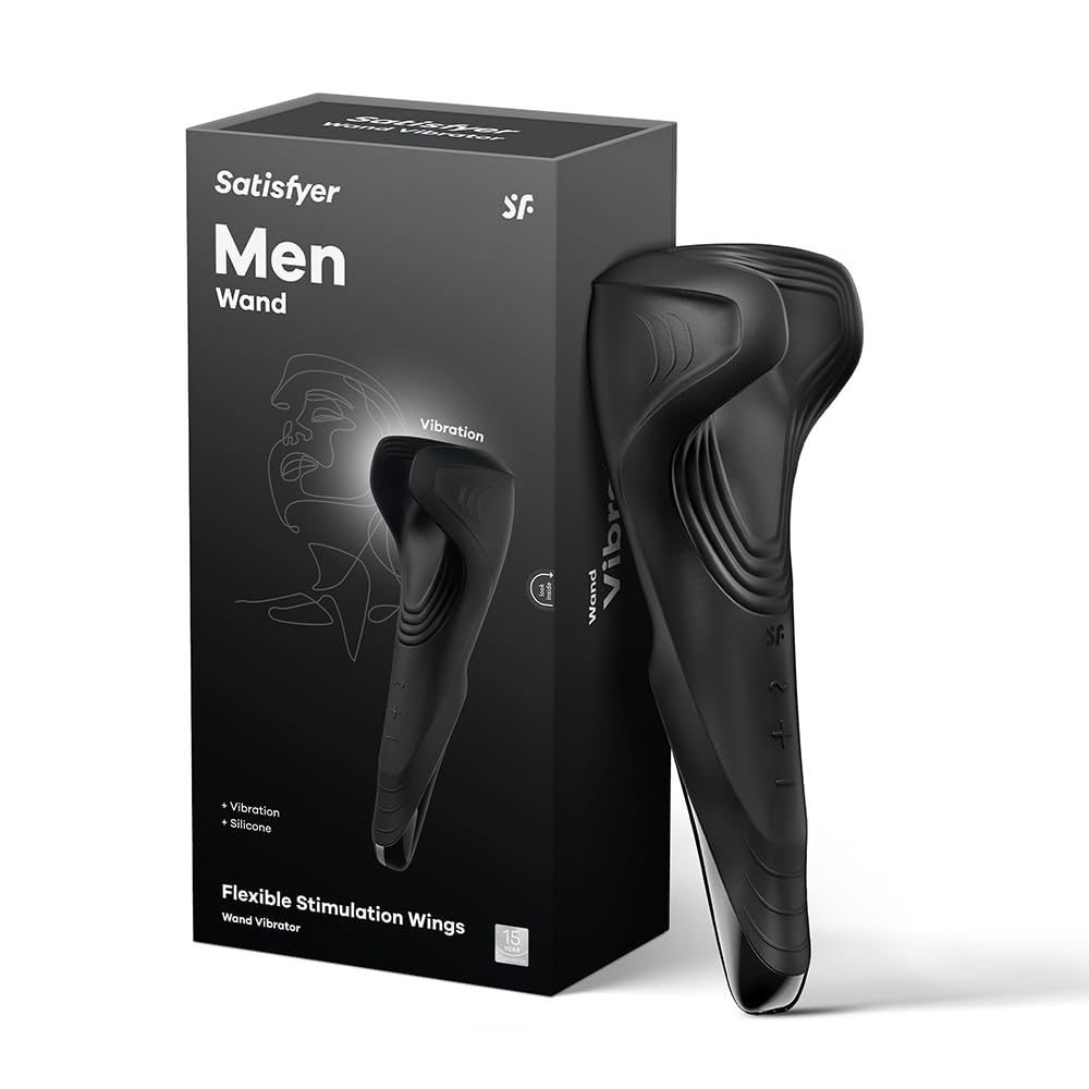 Satisfyer Men - Wand Vibrator | Rechargeable Silicone Stimulator with 50 Vibration Modes | Flexible Wings Masturbator | Male Sex-Toy | Wand Massager | Waterproof IPX7