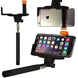 Paladineer Extendable Self-portrait Wireless Bluetooth Remote Camera Shooting Shutter Monopod Selfie Handheld Stick Pole with Mount Holder specially designed for Iphone 6 5s 5c 5 4s 4 Samsung Galaxy Mobile Cell Phone S03-Black