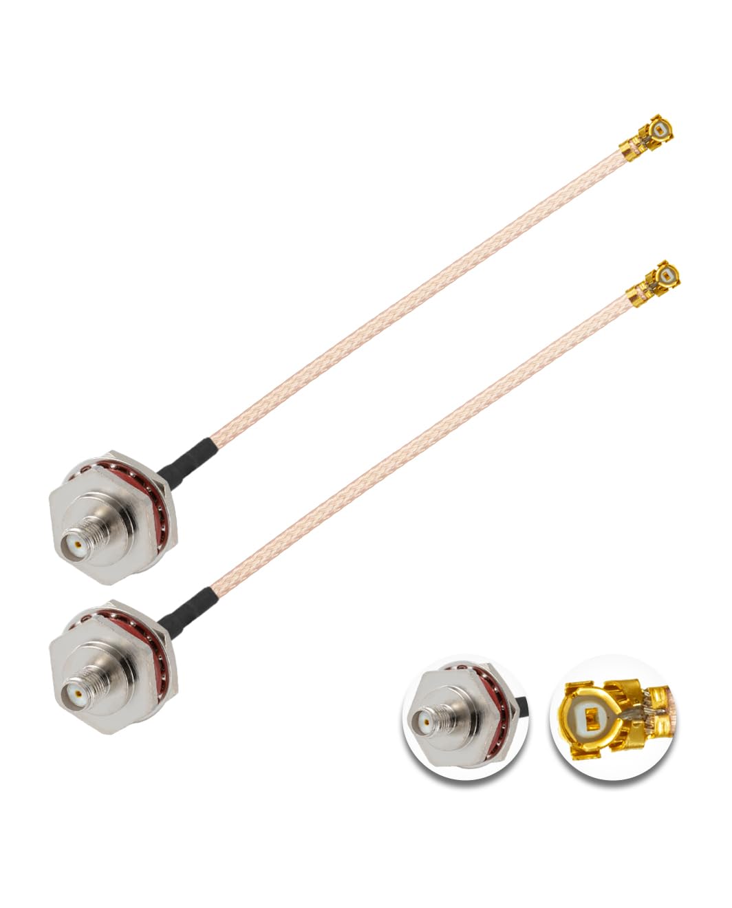 Vecys 2PCS U.F.L1 to SMA Female Waterproof Box M16 Low Loss Coaxial Cable 2" /5CM U.F.L1 to SMA Female RG178 Coaxial Pigtail Cablee for Wireless Routers Mini PCIE Network Cards PCI