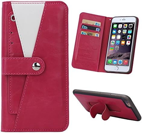 iPhone 6 Plus case, iPhone 6s Plus wallet case, iLapland PU Leather Folio Flip Credit Card Slots Cash Holder Case with Stand Feature for Apple iPhone 6/6s Plus (Rose red (iPhone 6/6s Plus))