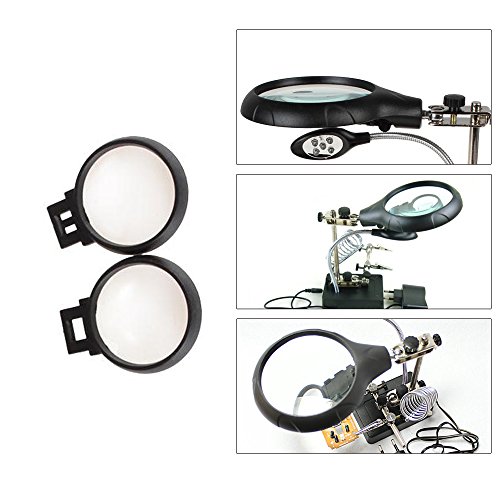 HY 2.5X 7.5X 10X Handfree Magnifying Glass with 5 LED light Stand,Magnifier and Desk Lamp for Hobby, Crafts, Inspection, Reading Books, Magazines, Newspapers, Model Building, Soldering, Jewelry Design - Thumbnail 2
