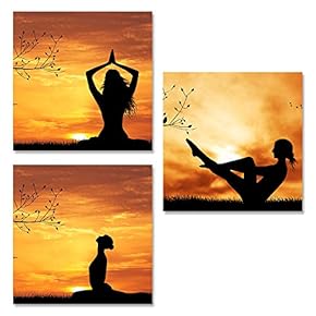 Canvas Wall Art Tropical Theme Sunshine Ocean and Beach Painting Artwork for Home Prints Framed - 12"x12"x3 Panels