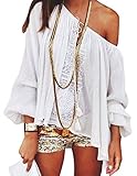 eshion Women's Plus Size Off shoulder 3/4 Sleeve Loose Long Tops Blouse Shirt