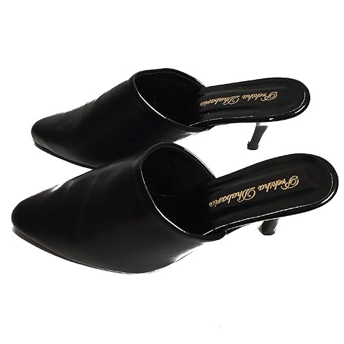 black pointed toe mules