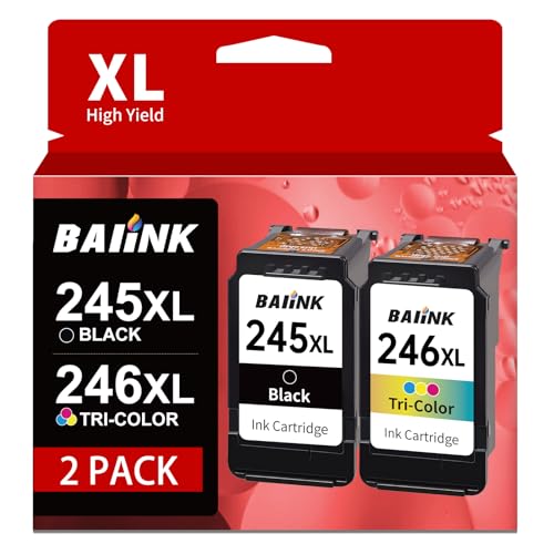 BAIINK 245XL 246XL Ink Cartridge Replacement for Canon 245XL 246XL Combo Pack PG-245XL CL-246XL Compatible with Canon PIXMA MX492 MX490 MG2522 TS3322 TS3122 TR4500 TR4520 TR4522 MG2920 MG2922