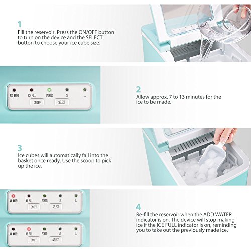 Portable Ice Maker, iSiLER Counter Top Ice Maker Machine Makes 26.4 lbs of Ice per 24 hours, 9 Ice Cubes ready in 7 Minutes, X L Ice Cubes Size Electric Ice Maker with Ice Scoop and 1.5 lb Ice Storage