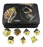 Gold Solid Metal Polyhedral Dice - for Dungeons and Dragons, Pathfinder and other RPGs