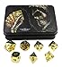 Fantasy Unlimited Solid Metal Polyhedral Dice Set for Dungeons and Dragons, Pathfinder and other RPGs, Gold