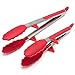 Axe Sickle Kitchen Tongs and Cooking Utensils, Red Silicone Stainless Steel Tongs with Unique Stand, Pack of 2 (9 Inch and 12 Inch)