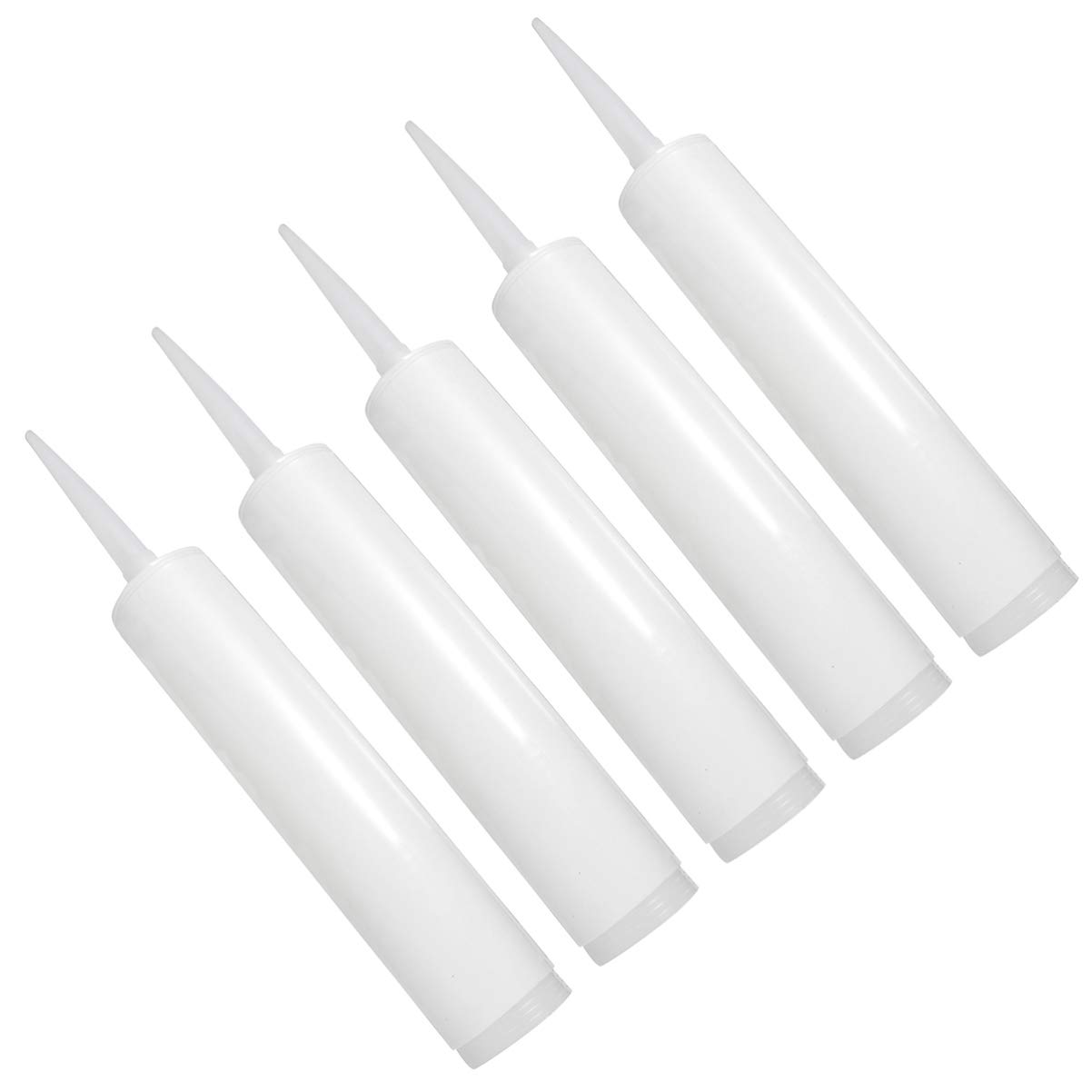 HEMOTON Empty Sealant Tubes 5 Pack Refillable Caulking Tubes with Plunger Cap for Home Repairs Grout Tile Sealing Compatible with Standard Caulking Tools 13 Inch