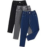 Nivne Tco Toddler Boys 3pcs Skinny Jeans Casual Stretchy Elastic Waistband Kids Slim Fit Pull On Denim Pants Set