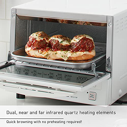 Panasonic Toaster Oven FlashXpress with Double Infrared Heating and Removable 9-Inch Inner Baking Tray, 1300W, 4-Slice, White