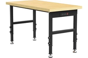 MAEMTTES 48” Wood Work Bench Work Table, Heavy-Duty Adjustable Workbench with Power Outlets, 3000 Lbs Capacity Tool Bench Workstation for Garage, Workshop