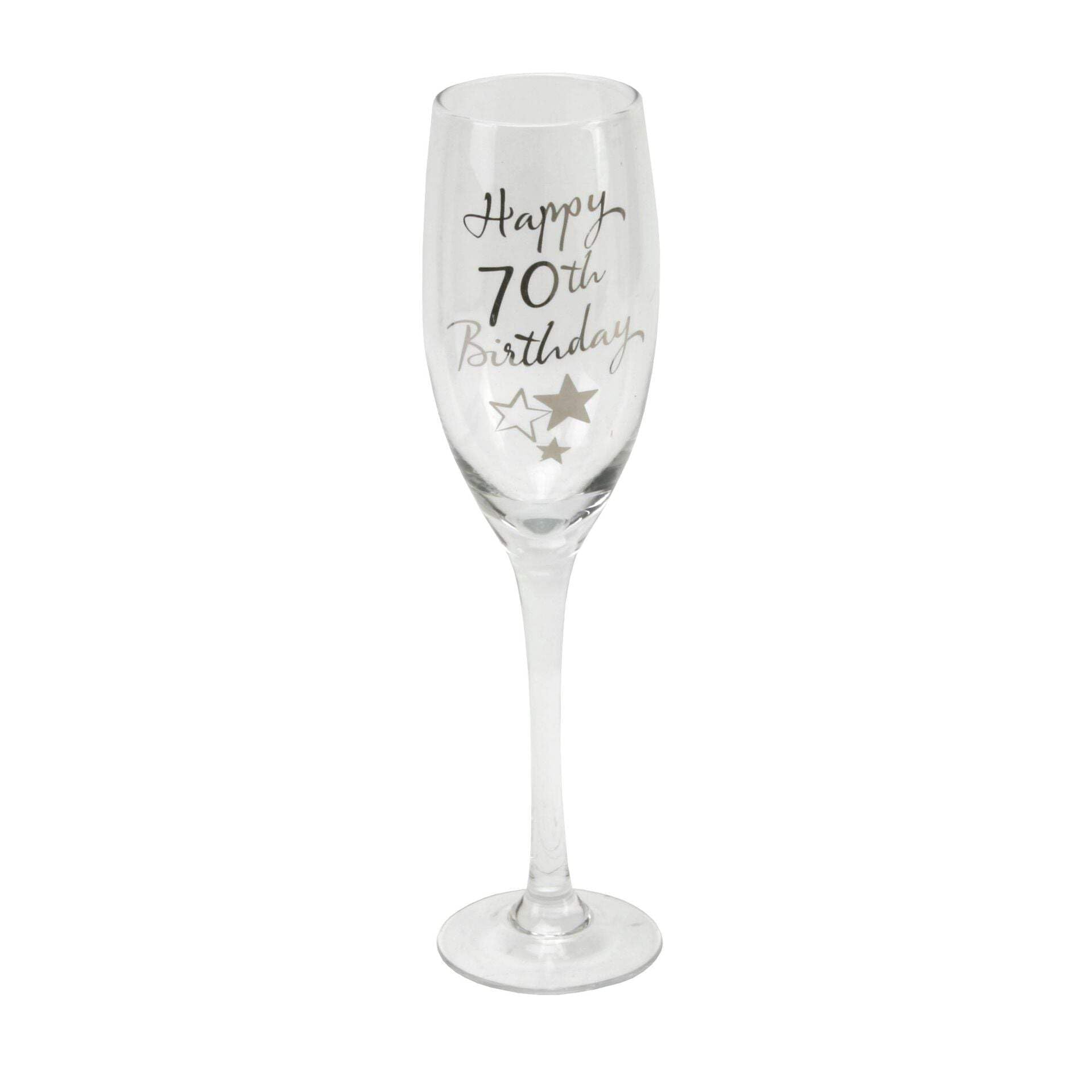 70th Birthday Stars Champagne Flute Glass Gift