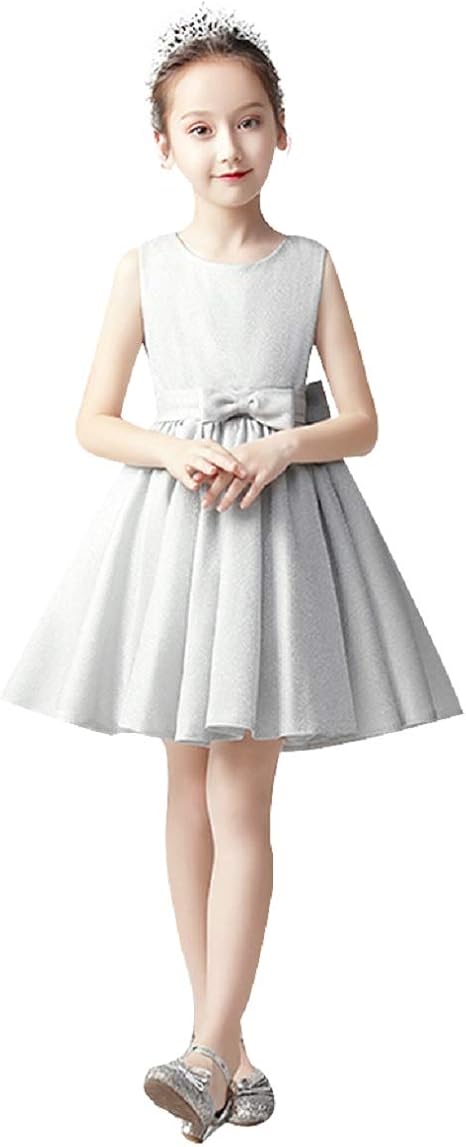 Amazon Godlovefull 子供ドレス 女の子ドレス パーティードレス ワンピース 夏ワンピ フォーマル 上品 発表会 子ども 子供服 結婚式 ピアノ 発表会 キッズドレス プリンセスドレス お姫様 グレー ピンク リボン付き ノースリーブ フォーマル 通販