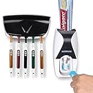 WARMLIFE Anti-dust Toothbrush Holder with Automatic Toothpaste Dispenser (Black)