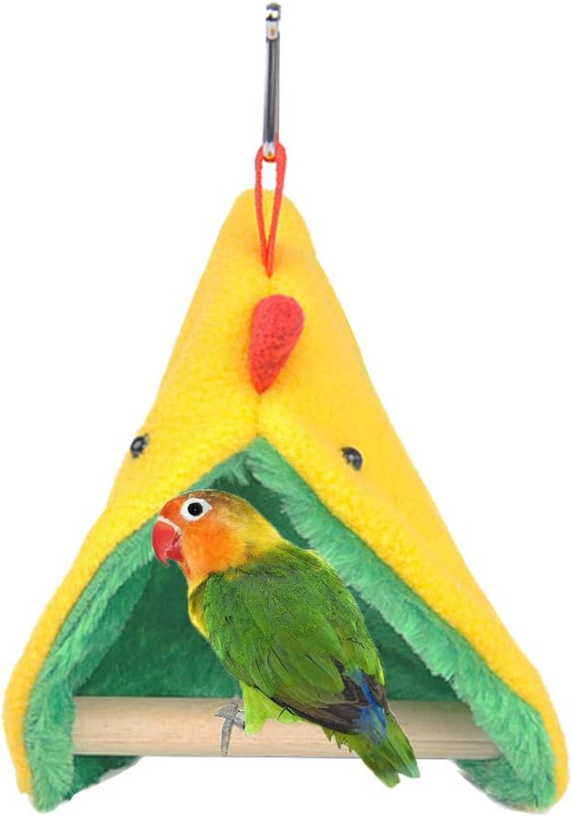 Winter Warm Bird Hammock Tent Parrots Hanging Nest Shed Hut，Small Birds Soft Plush Sleeping Bed Hideaway Cave for Parakeets Cockatiels Conures Lovebirds Finch，Cute Birdcage Perch Stand Swing Toy : Pet Supplies