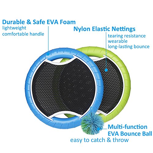 ZUINIUBI Flying Disc Trampoline Paddle & Ball Set Frisbee Disk Game Toss and Catch Bat with Ball Outdoor Sports for Adults Kids - Thumbnail 2