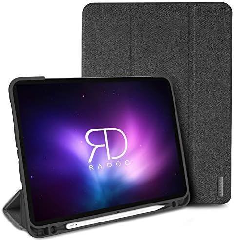 Radoo Case for iPad Pro 11 Inch 2018 with Pencil Holder,Denim Hand-Stitch Series Premium Folio Case Cover [Multi-Angle Viewing Stand] [Auto Sleep/Wake] for iPad Pro 11 Inch 2018 Model (Black)