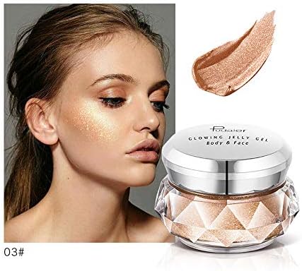 Cream Foundation Shimmer Highlighter Cream Illuminate Concealer, 8 Colors Face Glow Eyeshadow Waterproof Jelly Gel Highlighter Makeup Concealer Lightweight Cosmetics (C)