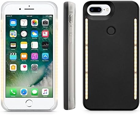 Iphone 7 Illuminated Case / LED Light Up Luminous Selfie Case / Selfie Case / Facetime Case / Flashlight Case (Ebony)