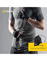 Glofit Essential Weight Lifting Gloves, 18'' Wrist Wraps Support, Pro Padded & Pull-Tabs on Finger Workout Gloves for Powerlifting, Heavy Lifting, Fitness, Gym, Crossfit Women and Men