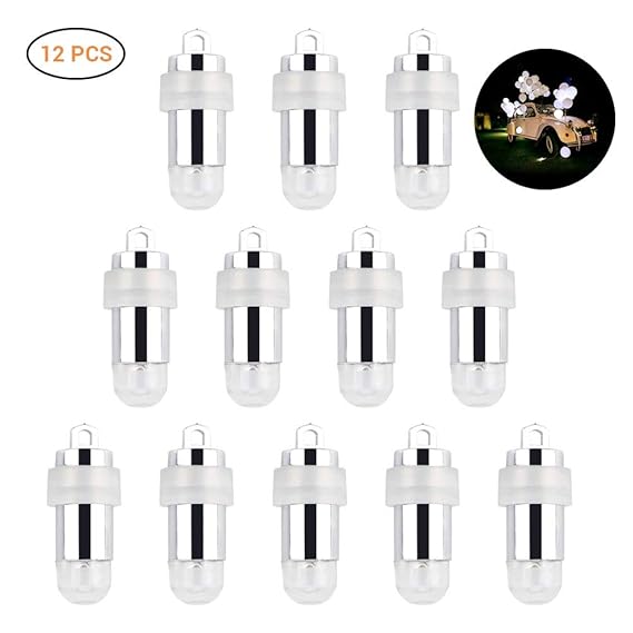 12PCS Mini LED Lights Waterproof Light for Paper Lanterns Balloons Floral Wedding Halloween Christmas Party Decoration White LED Battery Operated